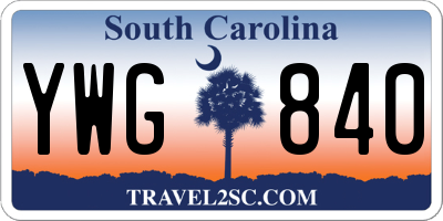 SC license plate YWG840