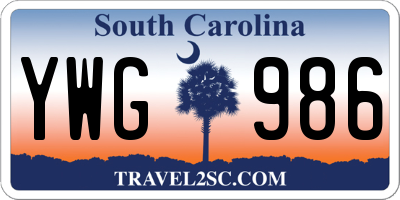 SC license plate YWG986