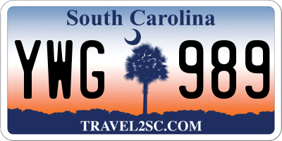 SC license plate YWG989