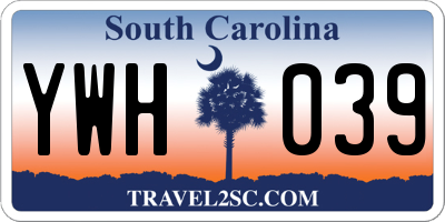 SC license plate YWH039