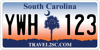 SC license plate YWH123