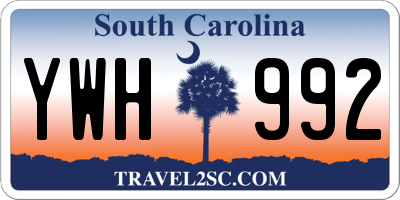 SC license plate YWH992