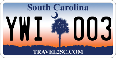 SC license plate YWI003