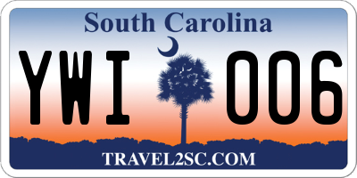 SC license plate YWI006
