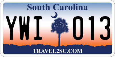 SC license plate YWI013