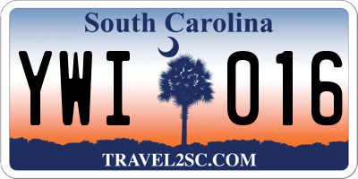 SC license plate YWI016