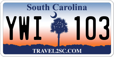 SC license plate YWI103