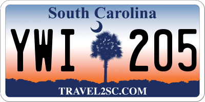 SC license plate YWI205