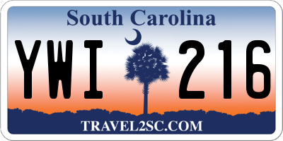 SC license plate YWI216
