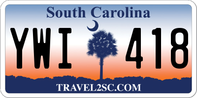 SC license plate YWI418