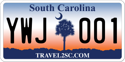 SC license plate YWJ001