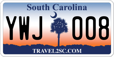 SC license plate YWJ008