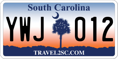 SC license plate YWJ012