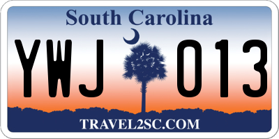 SC license plate YWJ013