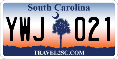 SC license plate YWJ021