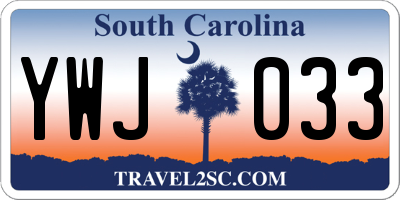 SC license plate YWJ033