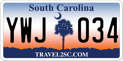 SC license plate YWJ034