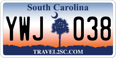 SC license plate YWJ038