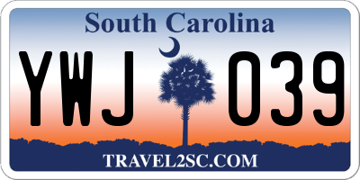 SC license plate YWJ039