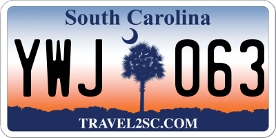 SC license plate YWJ063