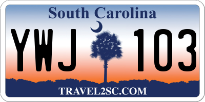 SC license plate YWJ103