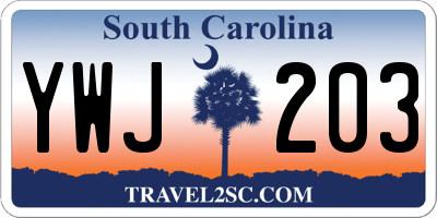 SC license plate YWJ203