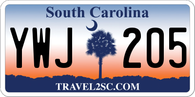 SC license plate YWJ205