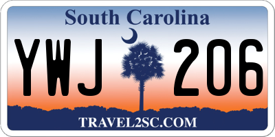 SC license plate YWJ206