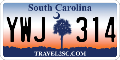 SC license plate YWJ314