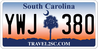 SC license plate YWJ380