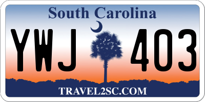 SC license plate YWJ403