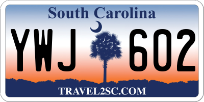 SC license plate YWJ602