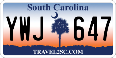 SC license plate YWJ647