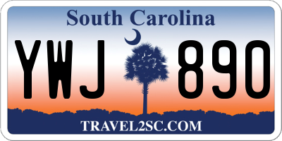 SC license plate YWJ890