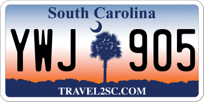 SC license plate YWJ905
