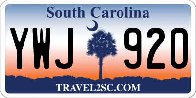 SC license plate YWJ920