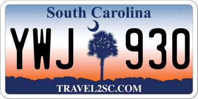 SC license plate YWJ930
