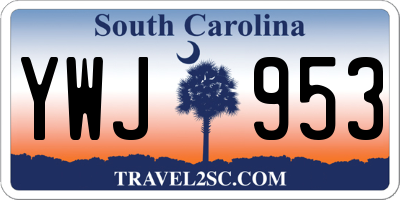 SC license plate YWJ953