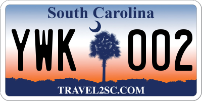 SC license plate YWK002
