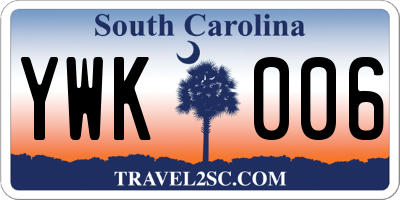 SC license plate YWK006