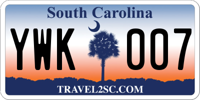SC license plate YWK007