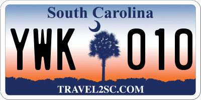 SC license plate YWK010