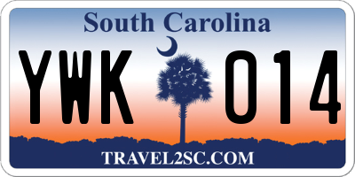 SC license plate YWK014