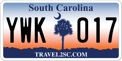 SC license plate YWK017
