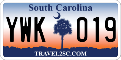 SC license plate YWK019
