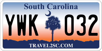 SC license plate YWK032