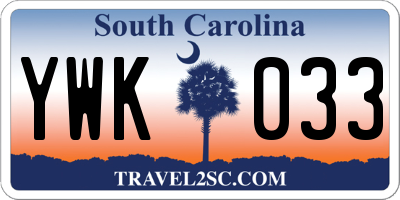 SC license plate YWK033