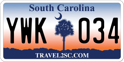 SC license plate YWK034