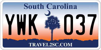 SC license plate YWK037