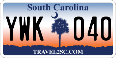 SC license plate YWK040